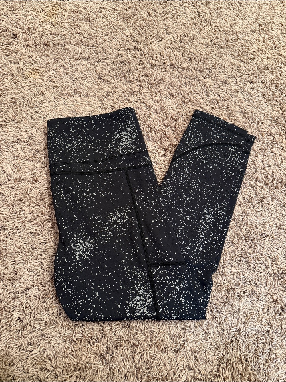 ZYIA Black Leggings with White Speckle Print